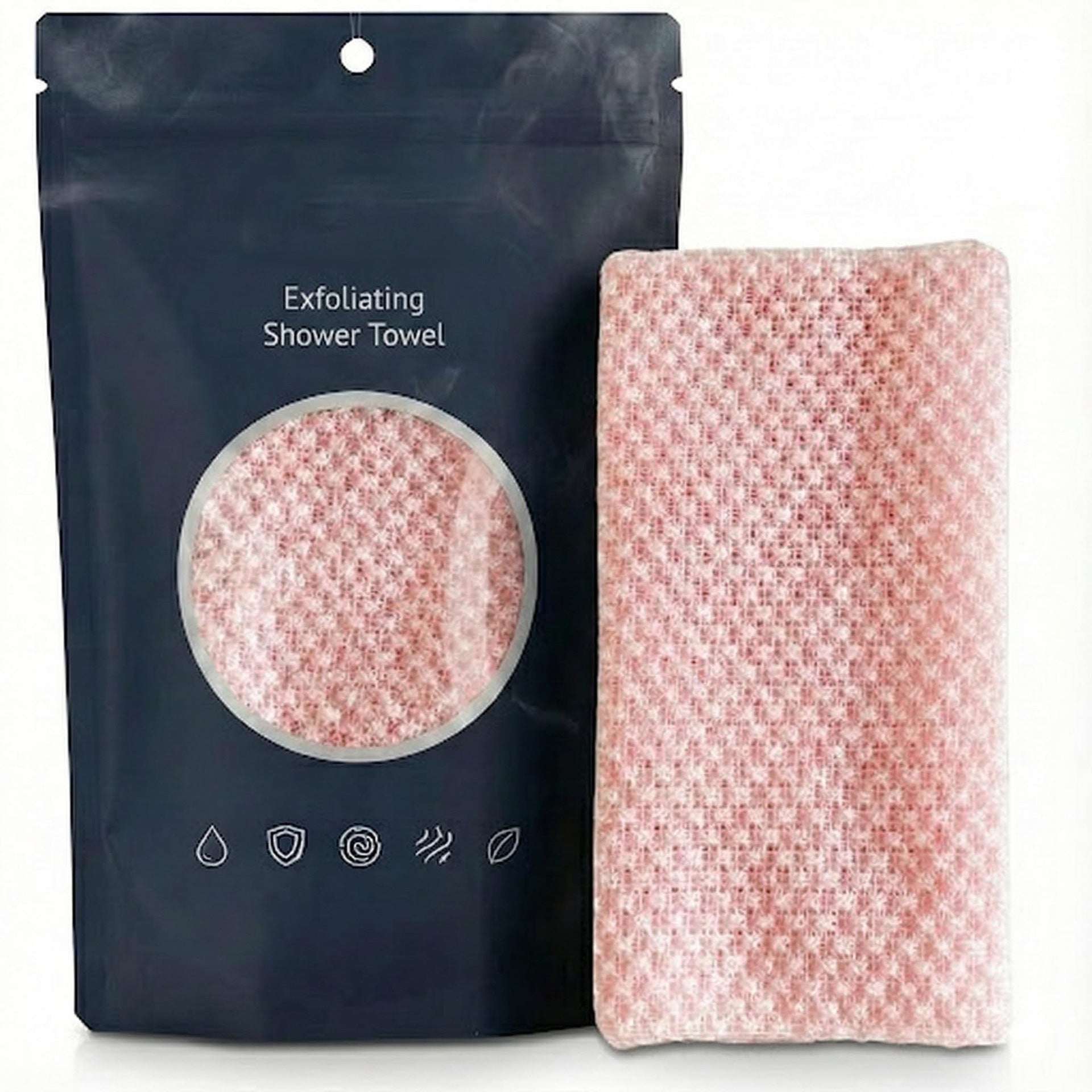 Pink Kuyona exfoliating shower towel